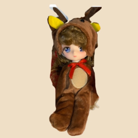 Small Brunette Doll in Reindeer costume. - Picture 3 of 14